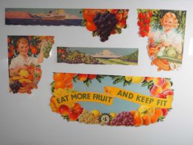 A collection of shop advertising posters for fruit, mid-20th century (5)