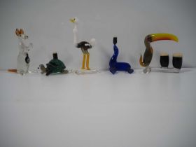 GUINNESS - Pirelli Glass Set -c1960s comprising: Toucan with two glasses, ostrich, kangaroo (64mm