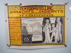 A vintage Dutch Exhibition poster (linen backed) '1851 - 1901 - Tentoonstelling - Ambachts