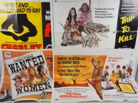 A group of Western film double bill UK Quad film posters to include WANTED WOMEN / UNDER-GRADUATE