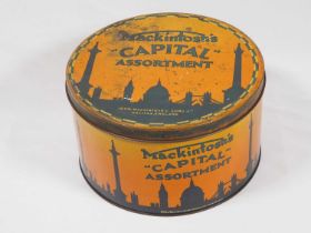 A collection of mid-20th century advertising tins including Mackintosh's 'Capital' Assortment,
