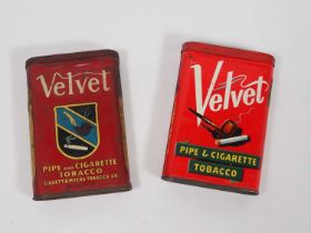 Two 1940's Velvet branded pipe and cigarette tobacco tins (2)