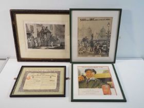 A group of framed and glazed Taxi related prints and pictures comprising: A reproduction Coca Cola