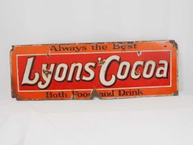 An early-20th century 'Lyons' Cocoa' enamel sign, 90cm x 30cm