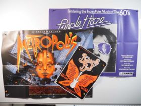 METROPOLIS (1984) and PURPLE HAZE (1982) - UK Quad film posters together with a BUTTERFLY BALL (