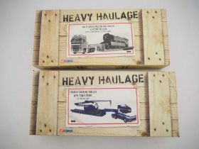 A pair of CORGI 1:50 scale diecast 'Heavy Haulage' diecast lorries comprising a Daf with King