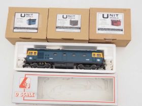 A group of O gauge items comprising a LIMA class 33 diesel locomotive in BR blue and 3 x 3D