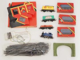 A small group of OO gauge HORNBY items to include an unboxed steam locomotive and three boxed