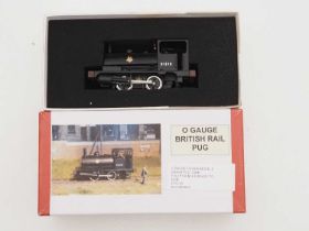 A TOWER MODELS (by SANCHENG) O gauge brass hand built Pug steam tank locomotive in BR black livery -