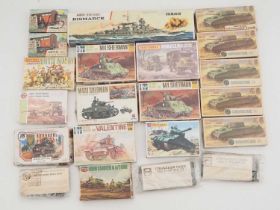 A quantity of mostly 1:76 scale unbuilt plastic kits by AIRFIX, MATCHBOX and others - contents