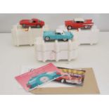 A group of three FRANKLIN MINT 1:24 scale diecast vehicles comprising: 1956 Ford Thunderbird (no