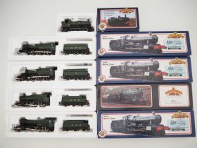 A group of BACHMANN OO gauge steam locomotives all in GWR green livery - to include a Pannier tank -