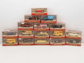 A tray of MATCHBOX MODELS OF YESTERYEAR diecast vehicles in later red and clear plastic boxes - VG