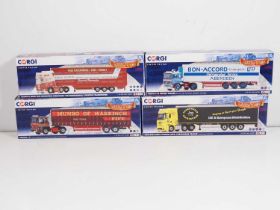 A group of CORGI 1:50 scale diecast articulated lorries comprising : CC13732, CC15310, CC15509 and