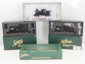 A group of SPECTRUM On30 scale steam locomotives comprising a pair of two-truck shays together