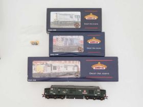 A group of BACHMANN OO gauge diesel locomotives comprising 2 x class 08 and 2 x class 37 in