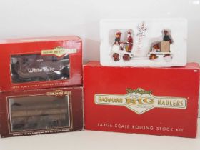 A group of BACHMANN Big Haulers G scale wagons and caboose - VG in G boxes (4)