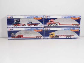 A group of CORGI 1:50 scale diecast articulated lorries comprising : CC12838, CC13766, CC15307 and