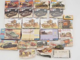 A quantity of mostly 1:76 scale unbuilt plastic kits by AIRFIX, MATCHBOX and others - contents