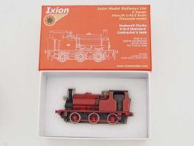 An IXION O gauge Hudswell Clarke Contractors steam tank locomotive in red livery - VG/E in VG box