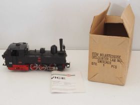 An LGB G scale 2070D 0-6-2 steam tank locomotive in plain black livery numbered U.43 - G/VG (