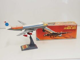 An ALPS Japanese produced battery operated Boeing 747 Jumbo Jet for use on floor or supplied stand