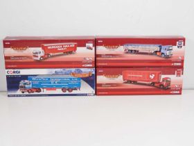 A group of CORGI 1:50 scale diecast articulated lorries comprising : CC15302, CC15303, CC15305 and