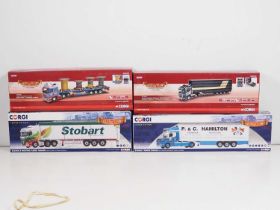 A group of CORGI 1:50 scale diecast articulated lorries comprising : CC12825, CC13734, CC13768 and