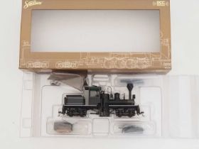 A SPECTRUM On30 scale 28502 T-Boiler two-truck shay steam locomotive in plain black livery - DCC