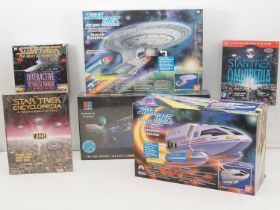 A group of STAR TREK THE NEXT GENERATION models and memorabilia to include 2 x boxed BANDAI space