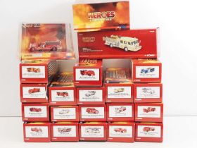 A large group of CORGI 1:50 scale American Outline diecast fire engines from the 'Heroes Under Fire'