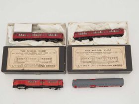 A pair of kitbuilt London Underground 1:76 scale trains comprising a pair of THE MODEL SHOP 1938