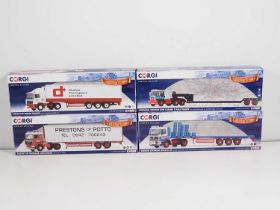 A group of CORGI 1:50 scale diecast articulated lorries comprising : CC12516, CC15404, CC15502 and