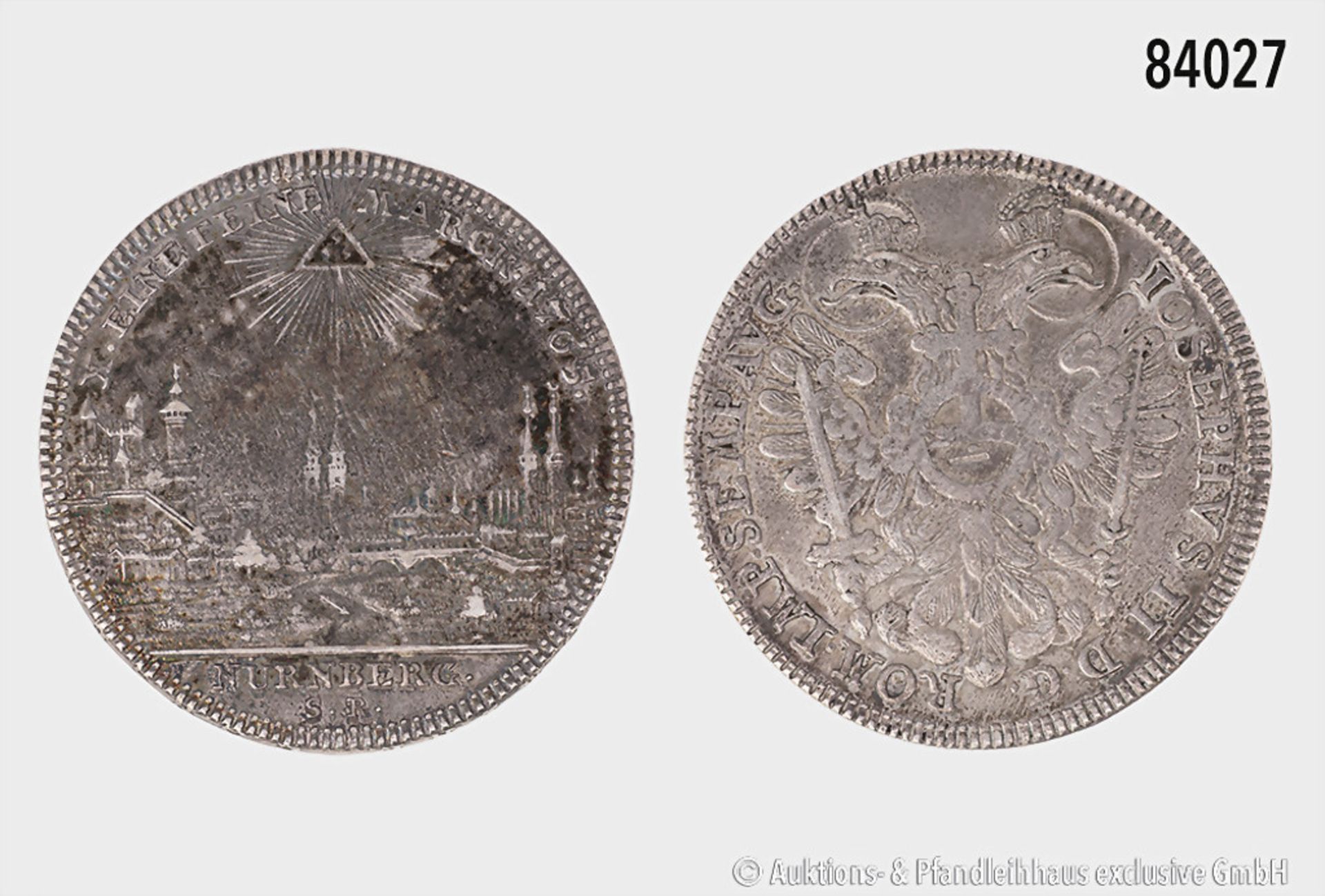 Nürnberg, Reichstaler 1765 SR, 27,95 g, 41 mm, Dav. 2494, Kellner 344a, Patina, sehr ... - Bild 2 aus 3