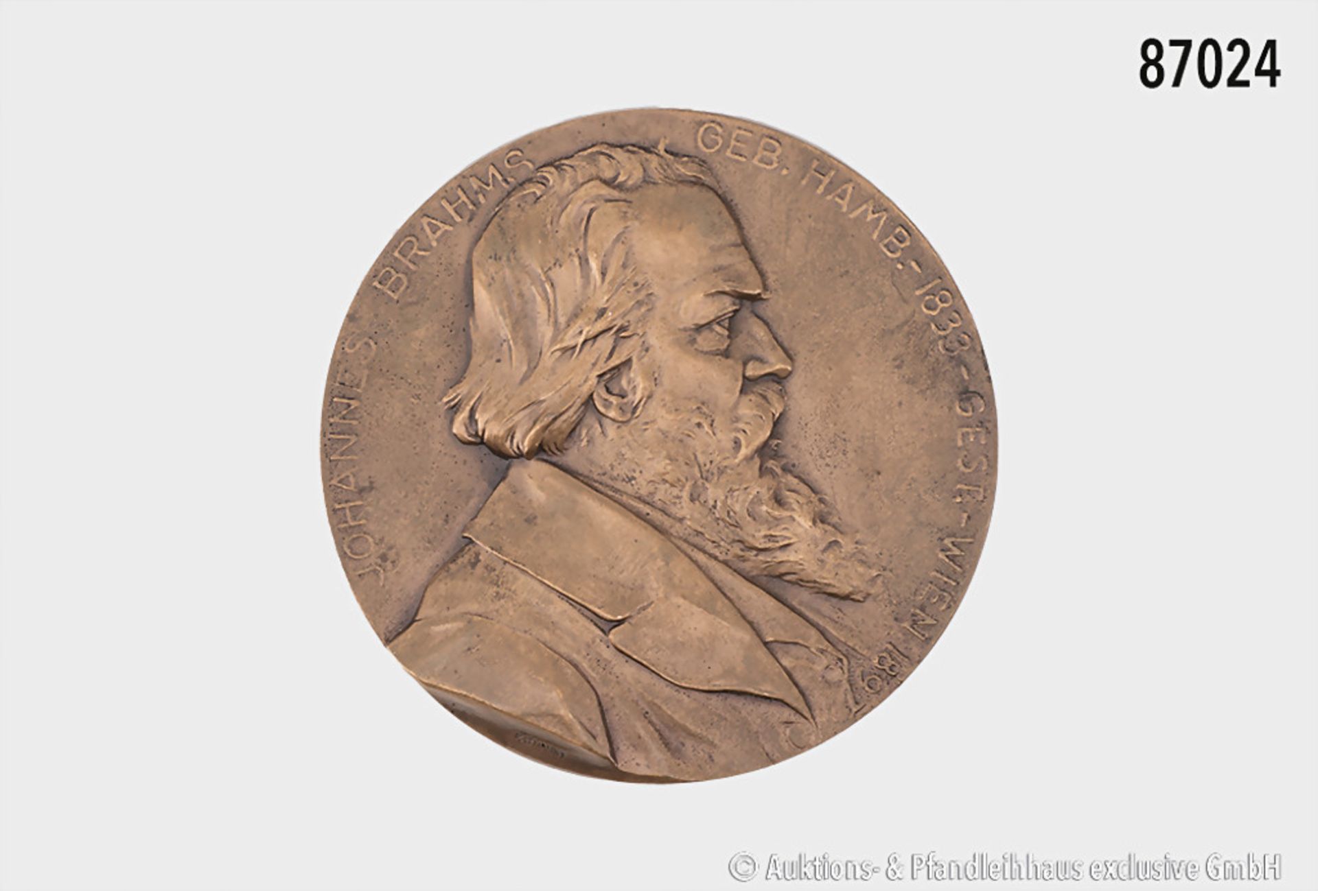 Konv. 3 Medaillen zum Thema Musik, dabei große einseitige Medaille auf Brahms, von F. ... - Bild 2 aus 2