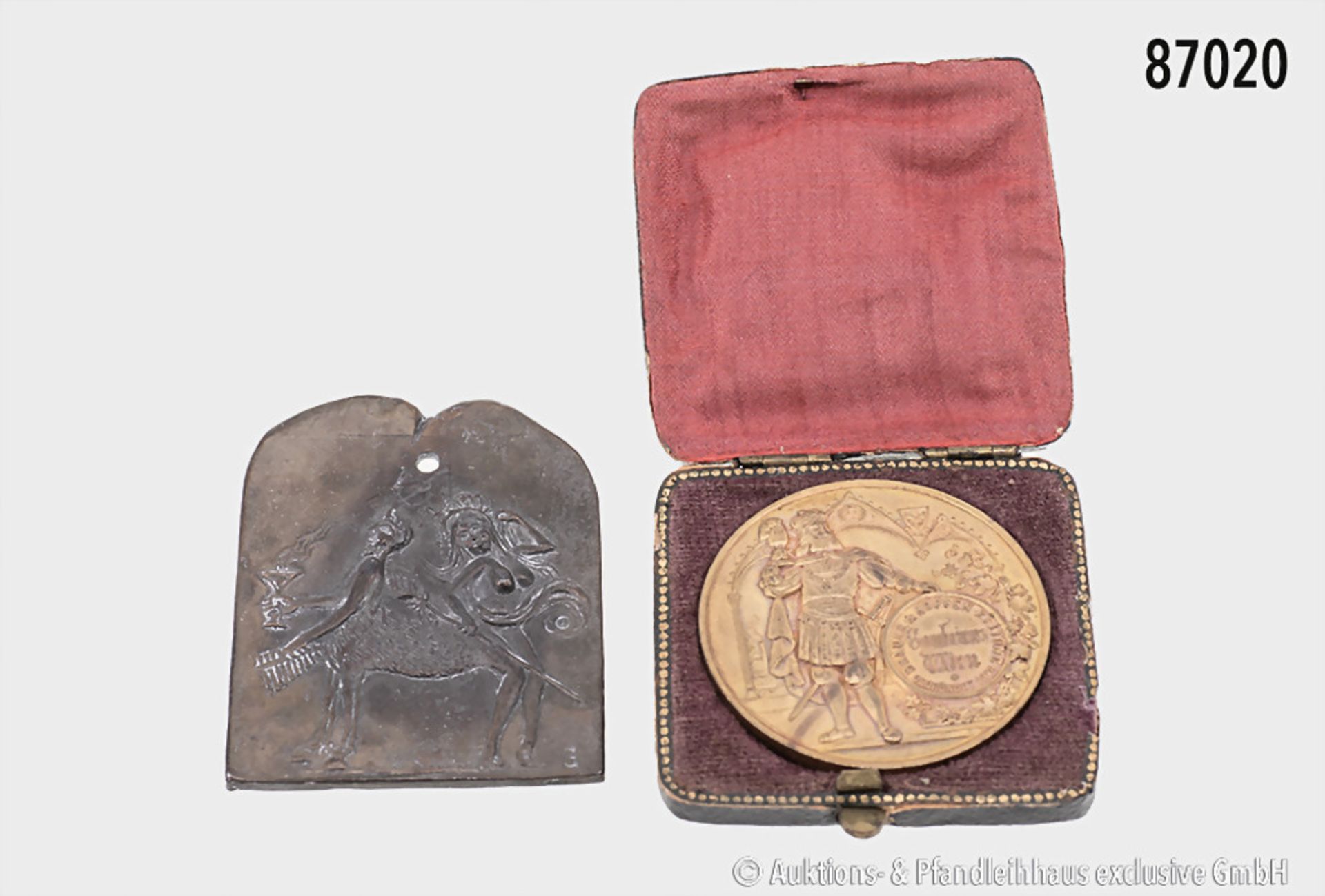 Konv. Medaille o.J. Bronze vergoldet Brauer & Hopfen-Zeitung Gambrinus, in ...