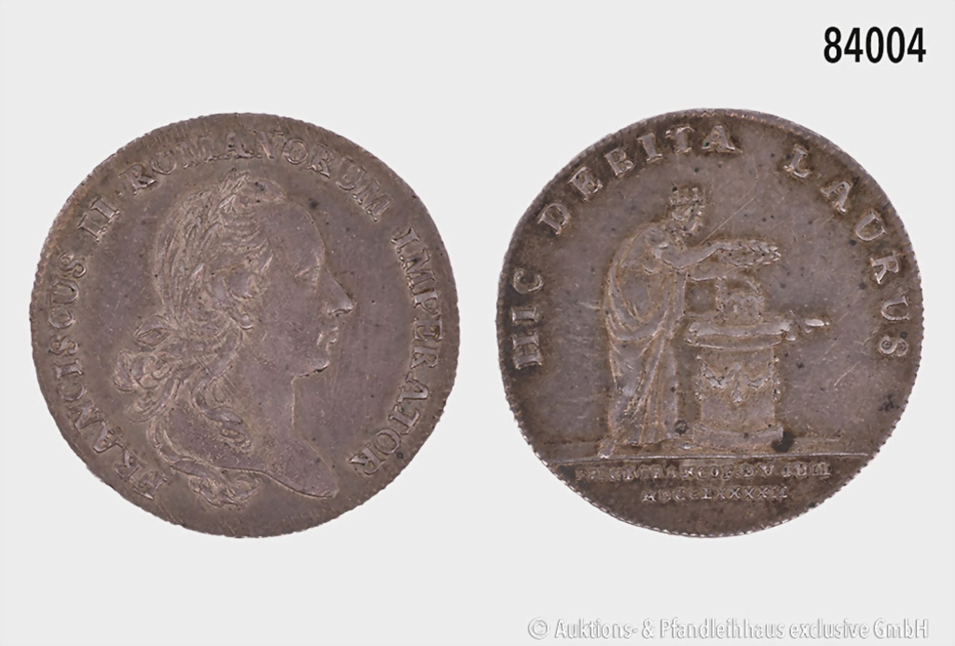 Frankfurt am Main, Jeton 1792, Silber, in 2 Dukatengröße, auf die Krönung Franz II., ...
