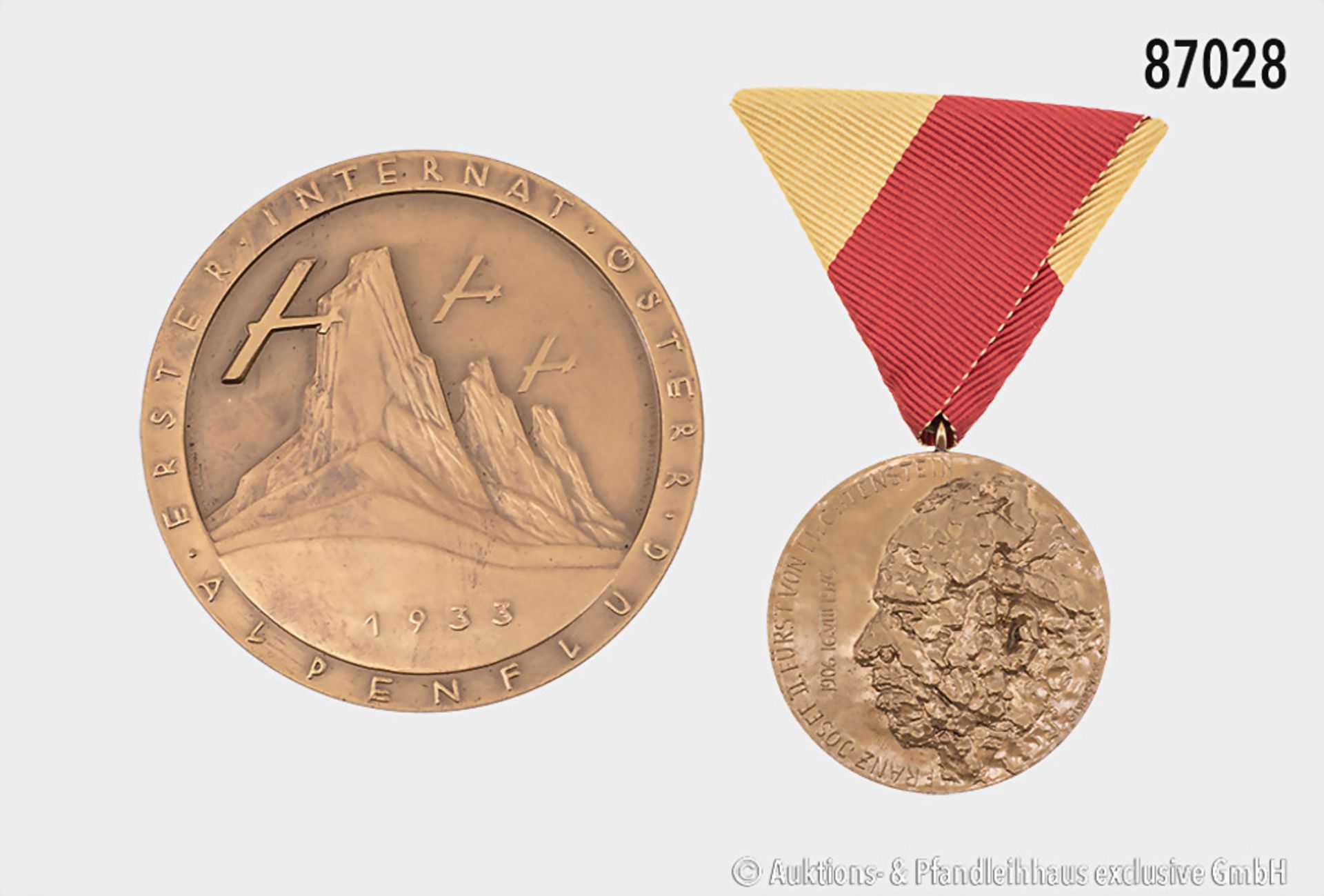 Konv. Österreich, einseitige Medaille, 1. Internat. Österr. Alpenflug 1933, von R. ...