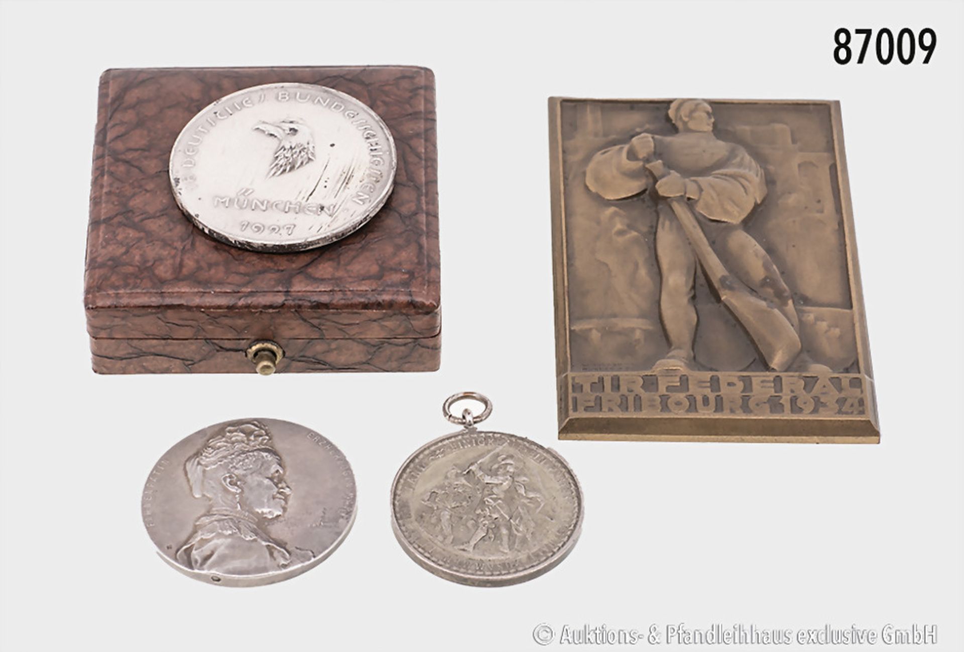 Konv. 4 Schützenmedaillen, dabei Österreich, Silbermedaille 1902, von R. Marschall, auf ...