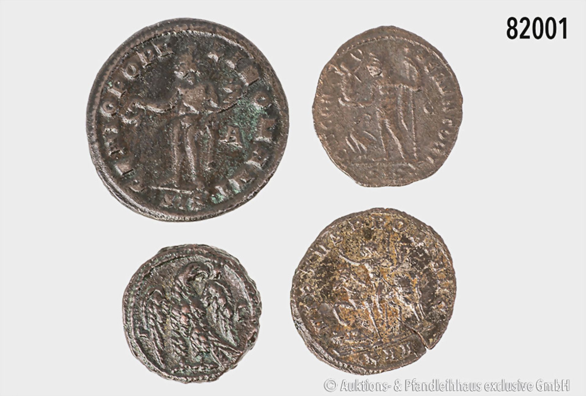 Konv. 4 römische Münzen, dabei Antoninian und Tetradrachme des Probus und Follis des ... - Bild 2 aus 2