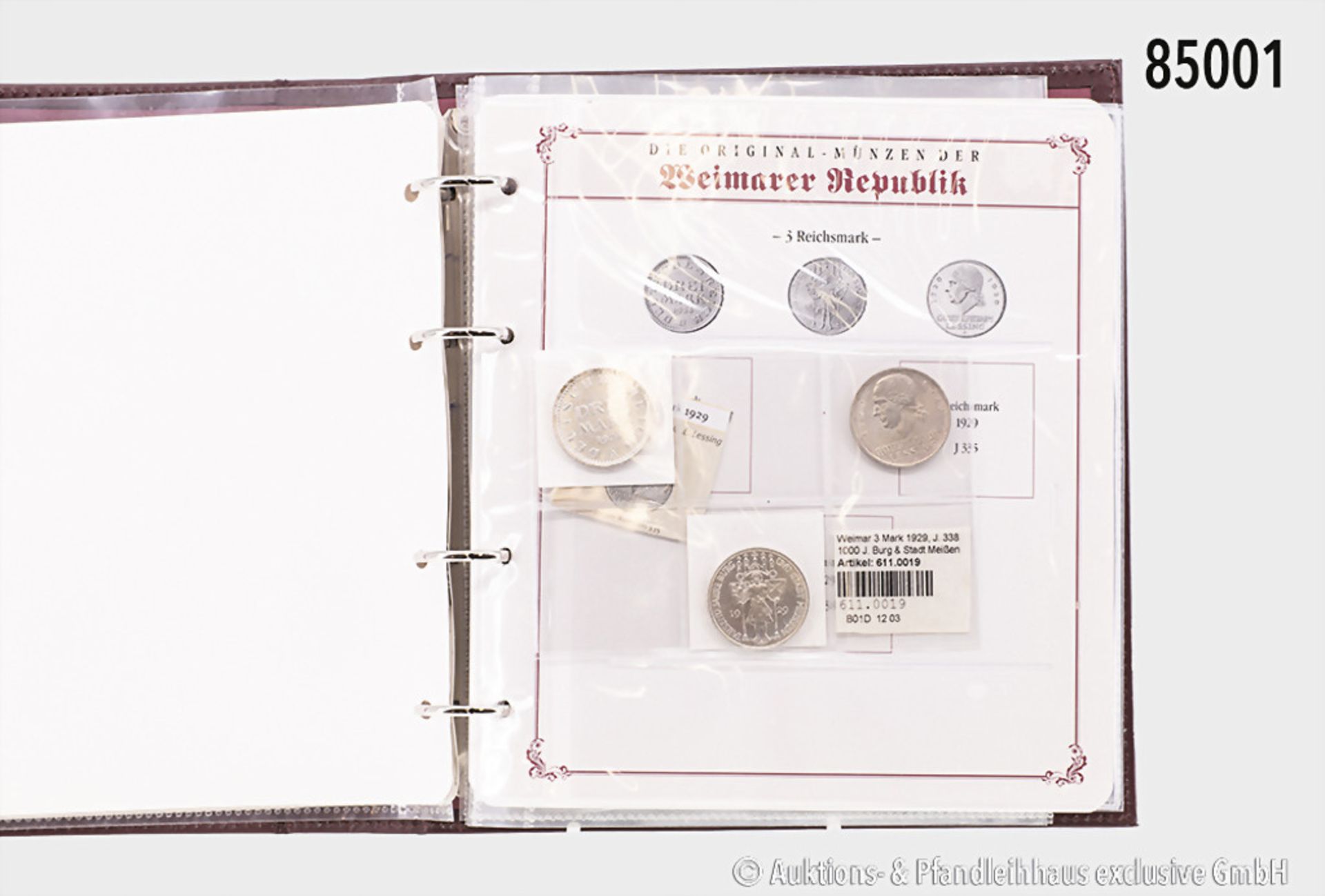 Aus Sammler-Nachlass: Album, darin ca. 25 Münzen, Kaiserreich und Weimarer Republik, ...