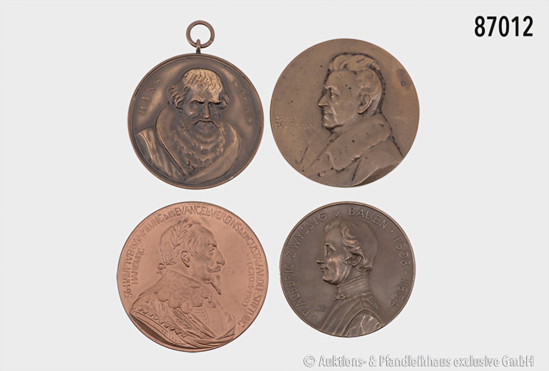 Konv. 4 Medaillen, D bis ca. 50 mm, dabei auf Ernst Hartmann, Alberich Zwyssig ...