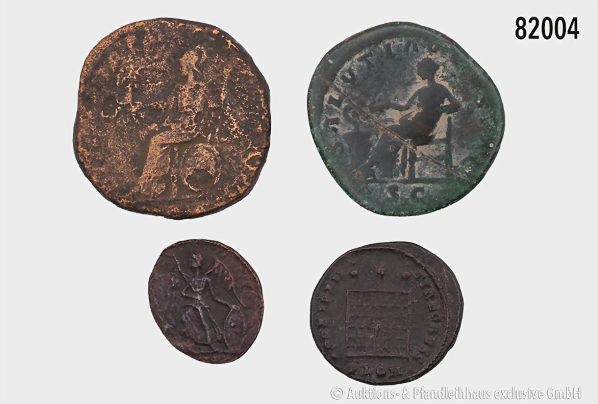 Konv. 4 römische Bronzemünzen, dabei Faustina, As, Rs. Salus, Septimius Severus, ... - Bild 2 aus 2