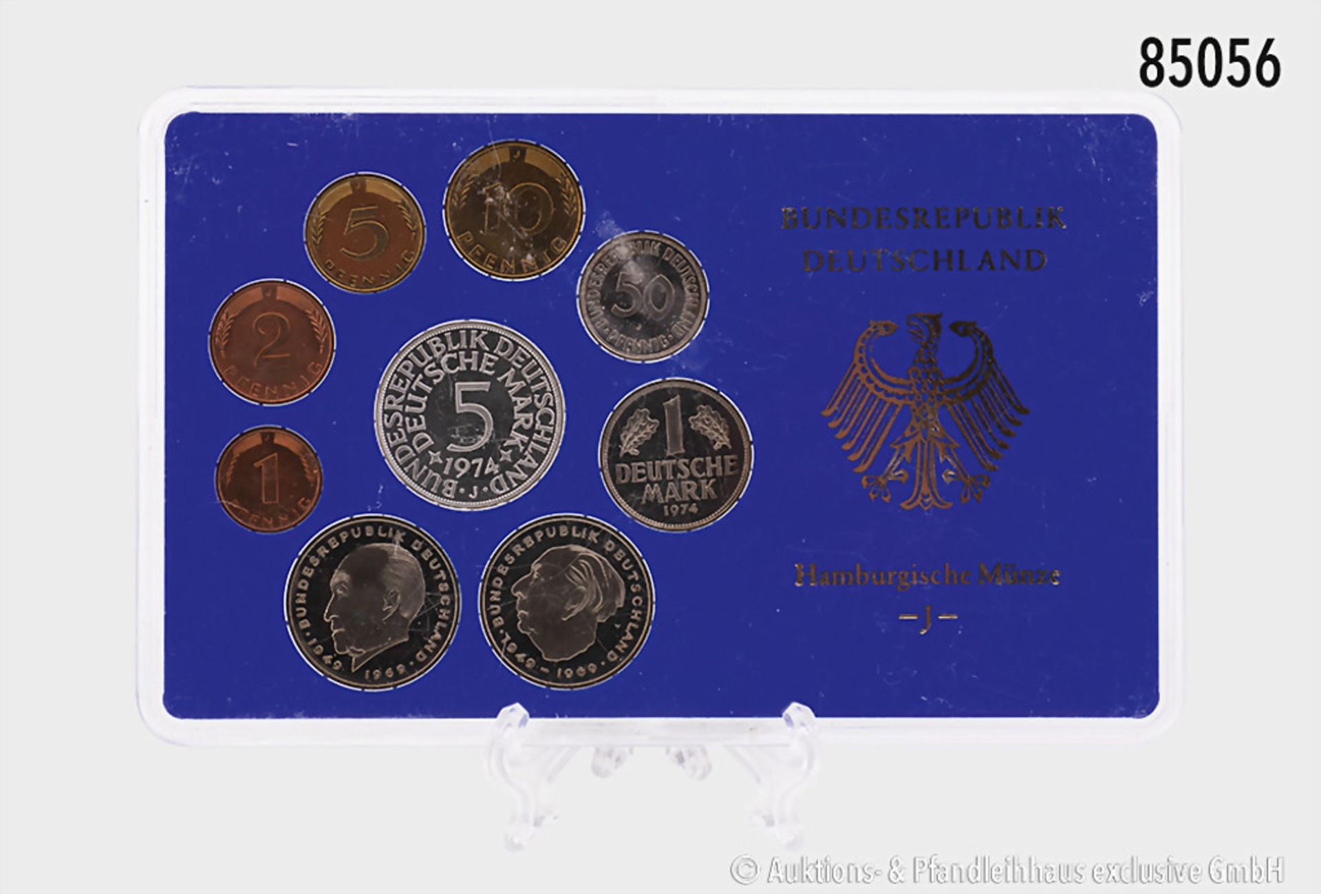 Konv. BRD, Kursmünzensätze 1974 G und J, inkl. Silberadler, PP, in OVP, OVP mit kleinen ... - Bild 2 aus 2