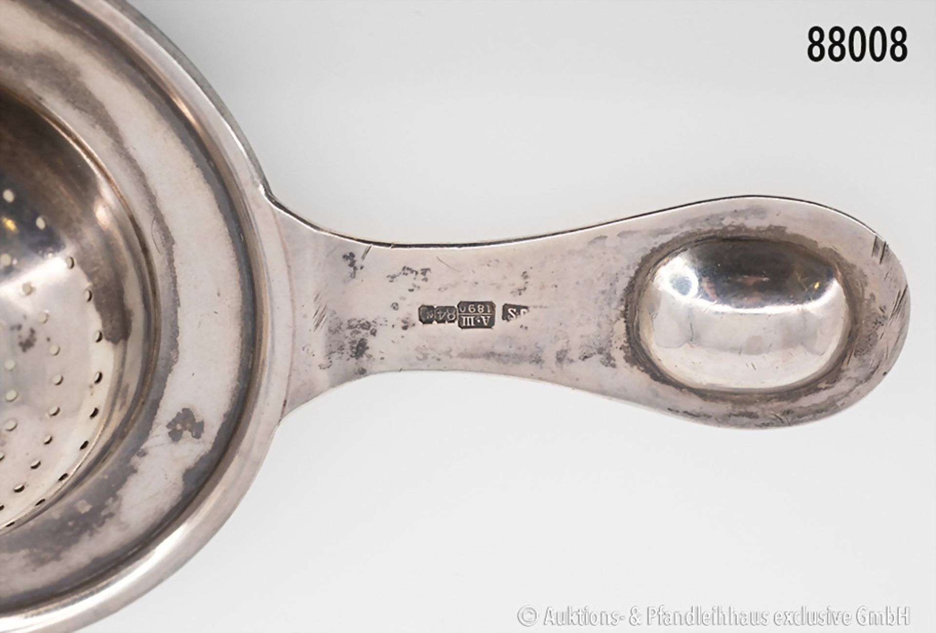 Teesieb, Russland, 84 Zolotniki Silber, 1890, L ca. 14 cm, B ca. 8 cm, 72,61 g, guter ... - Bild 2 aus 2