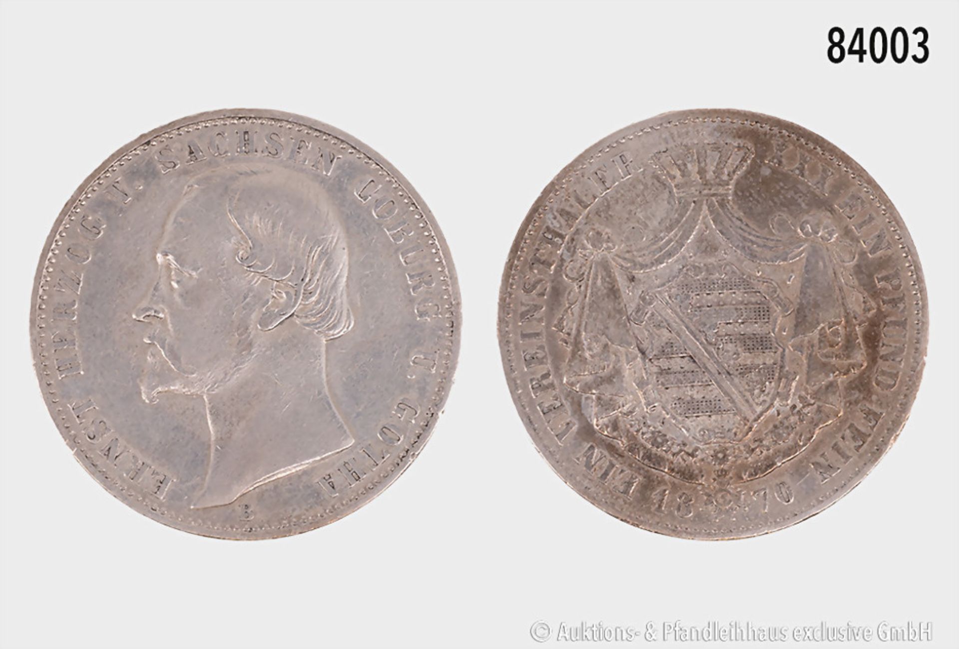 Sachsen-Coburg und Gotha, Ernst II. (1844-1893), Vereinstaler 1870 B, 18,4 g, 33 mm, AKS ...
