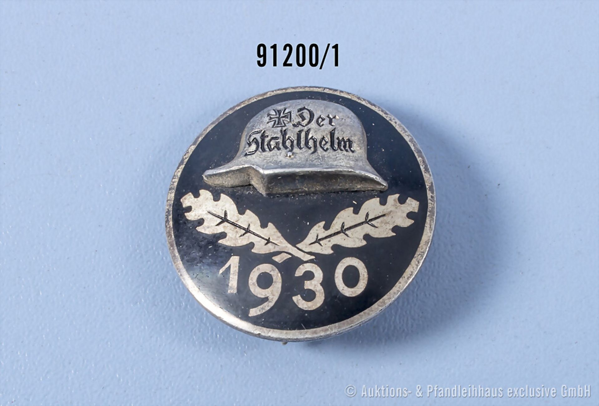 Stahlhelmbund Eintrittsabzeichen von 1930, rückseitig Silberpunze "935", guter Zustand ...