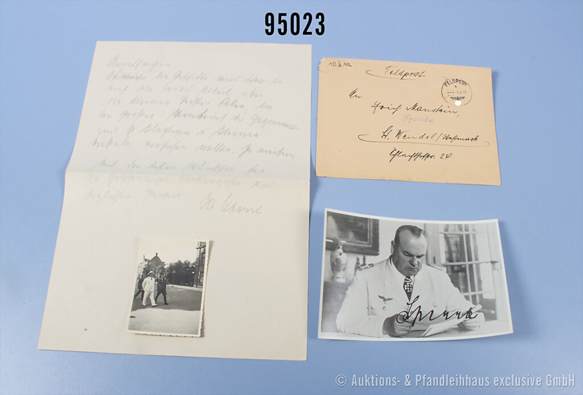Konv. Generalfeldmarschall Sperrle, eigenhändiger Brief mit OU, Porträtfoto mit ...