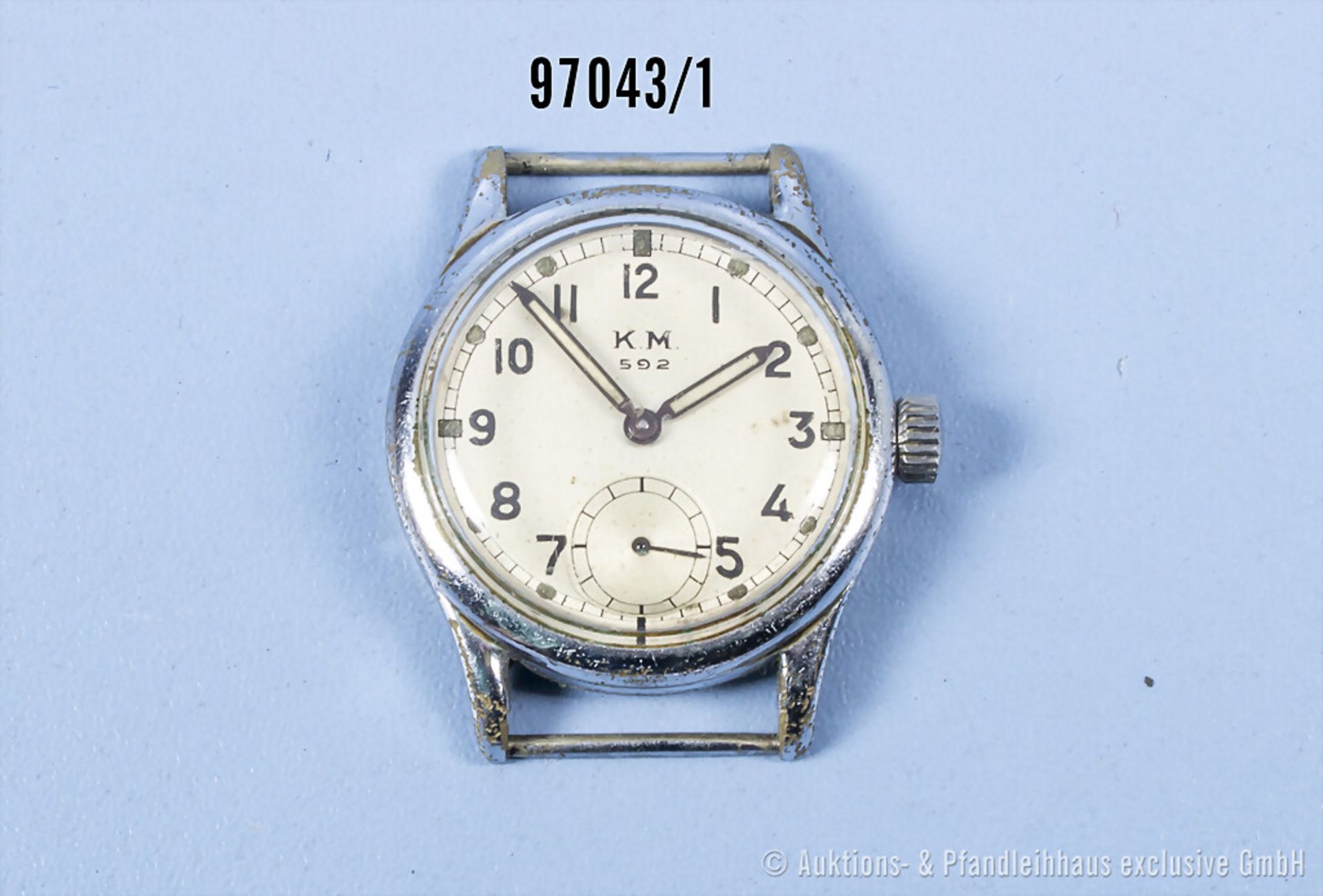 Kriegsmarine Armbanduhr "K.M. 592", guter Zustand mit Tragespuren, Armband ...