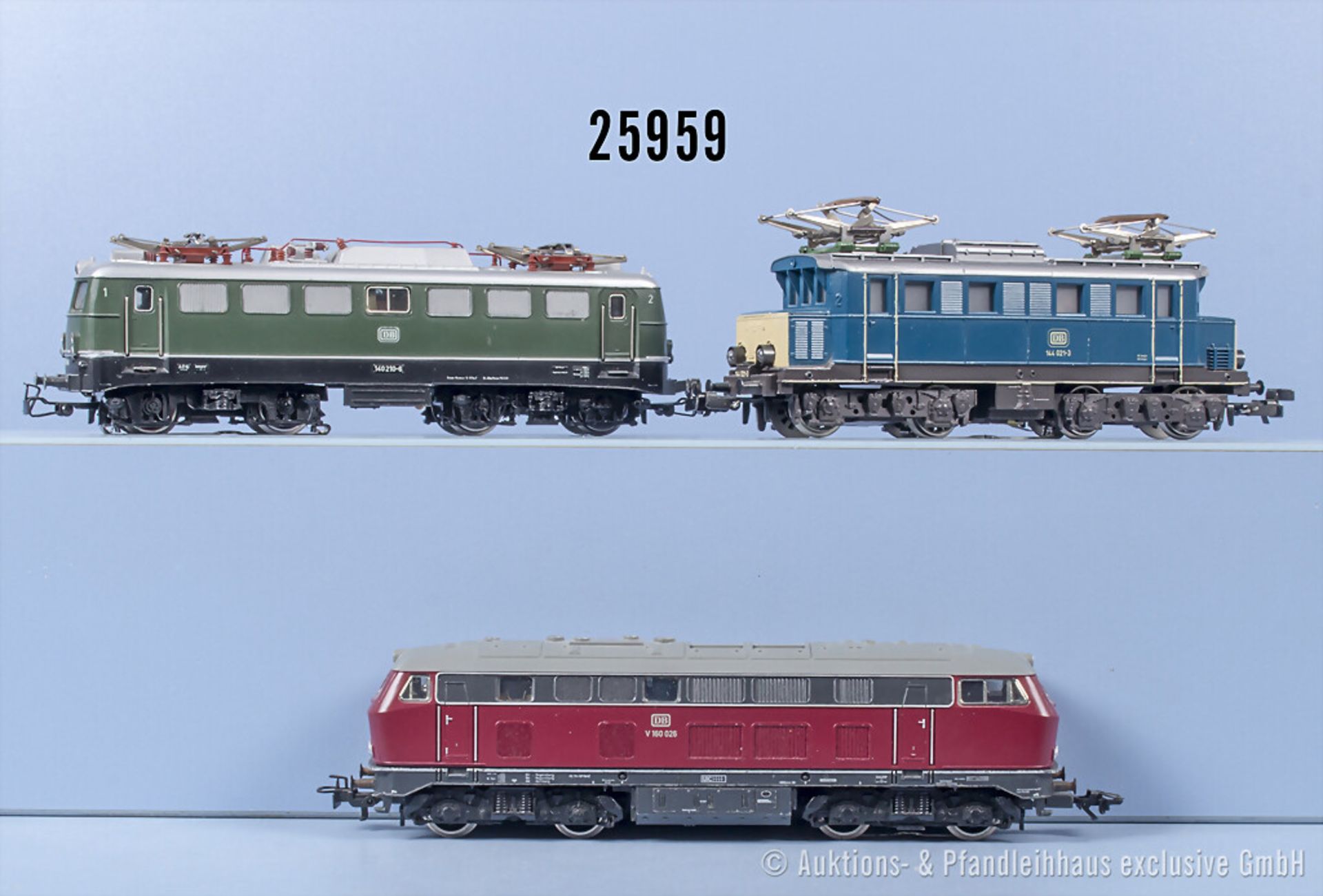 3 Märklin H0 Loks, dabei E-Lok der DB, BN 140 210-6, E-Lok der DB, BN 144 021-3 und ...